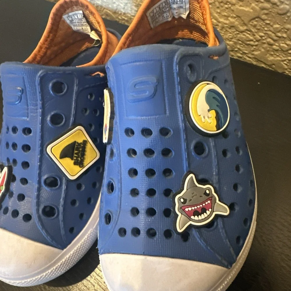 Skechers kids shoes boys water shoes collapsible heel summer Blue Beach Surf